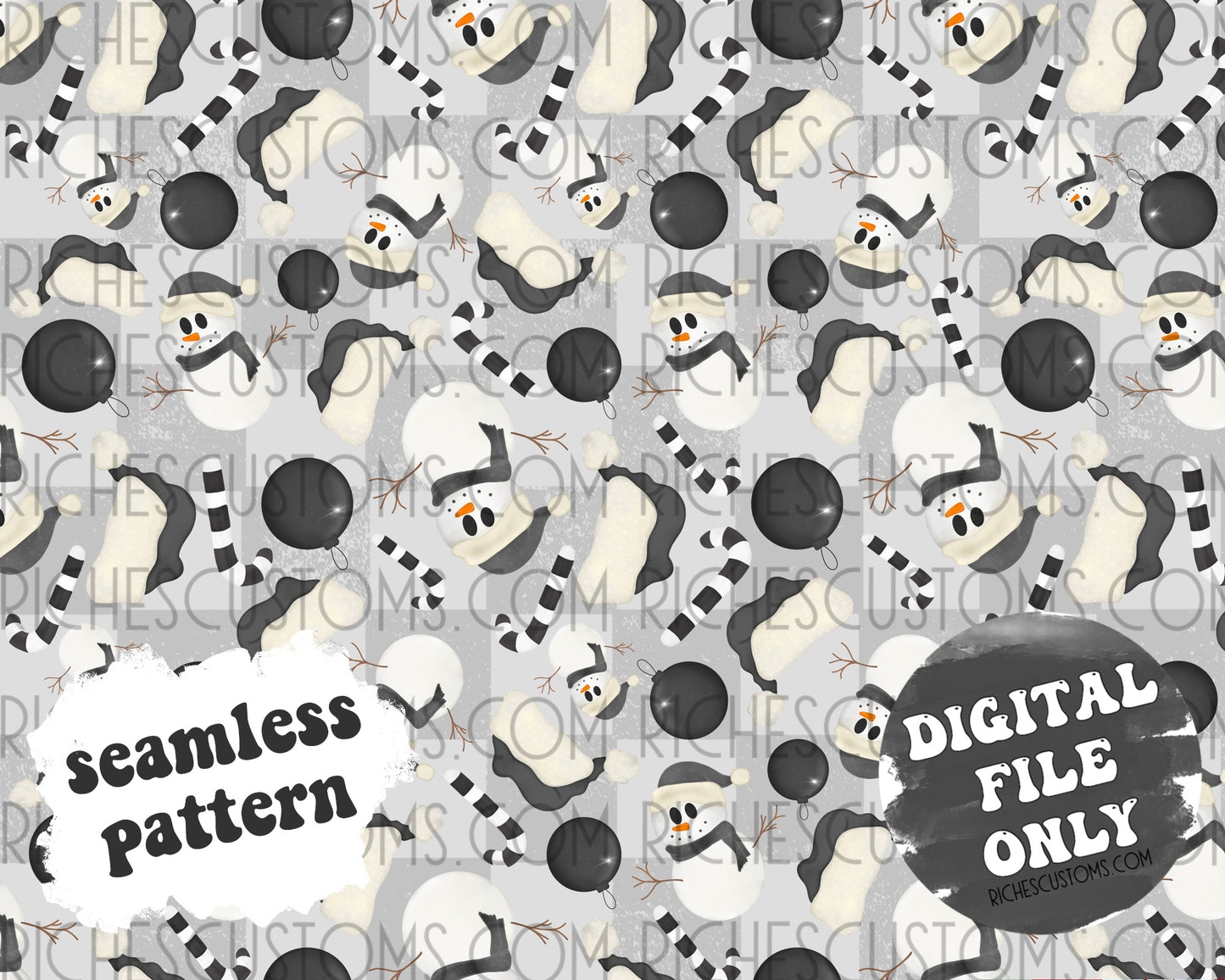 B&W snowman Seamless