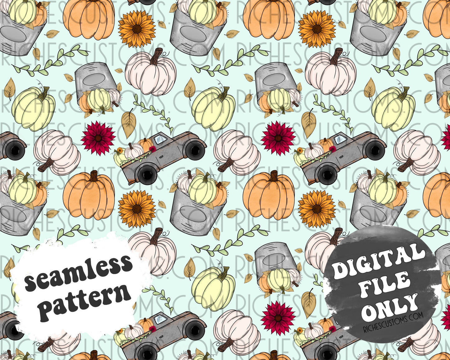 Fall Truck Pumpkin Seamless
