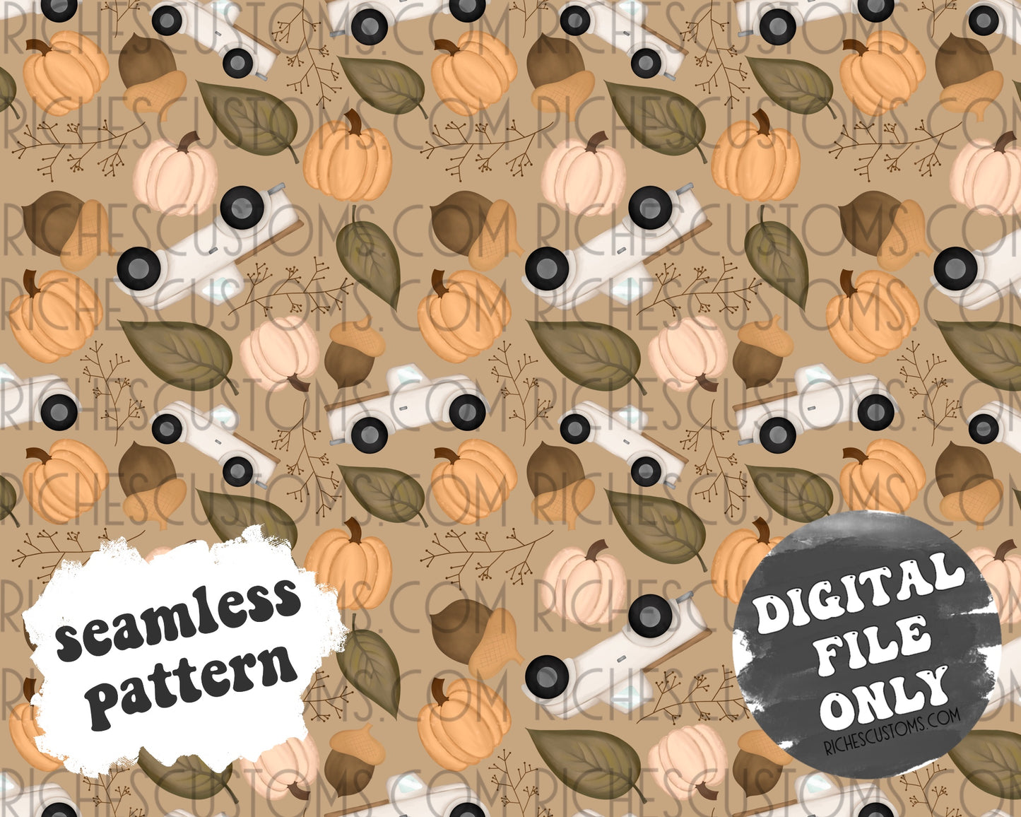 Watercolor Fall Truck Seamless