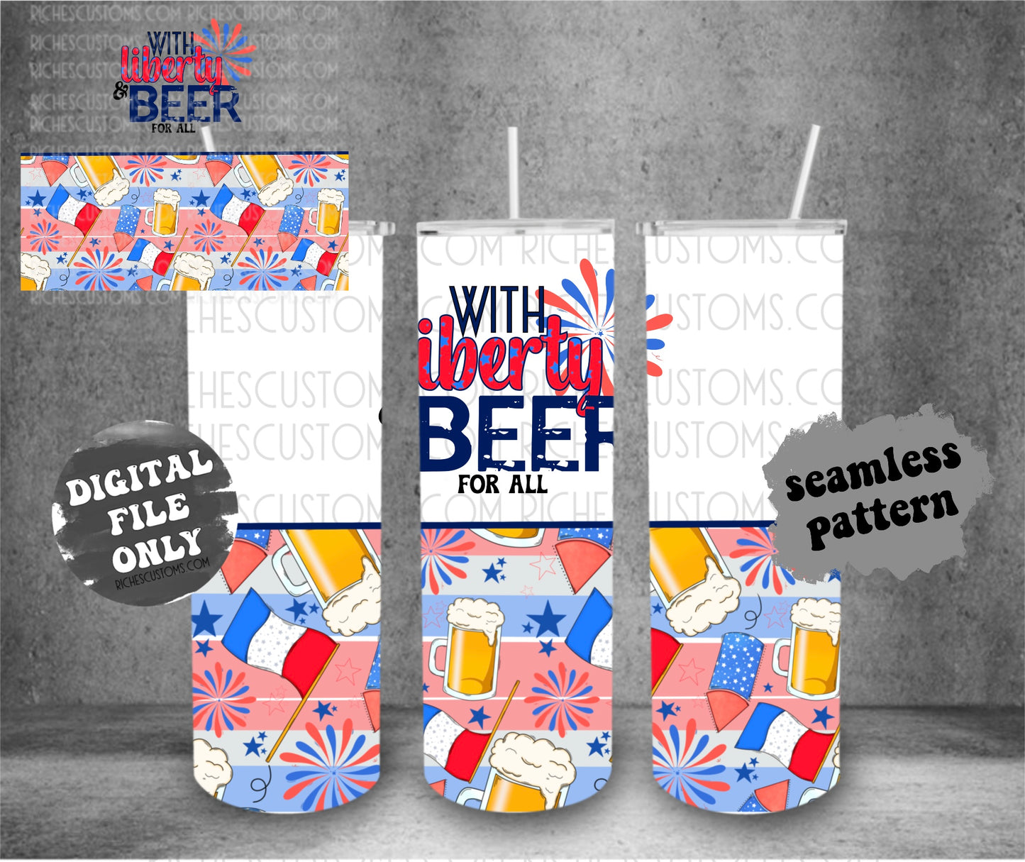With Liberty and Beer Tumbler Wrap