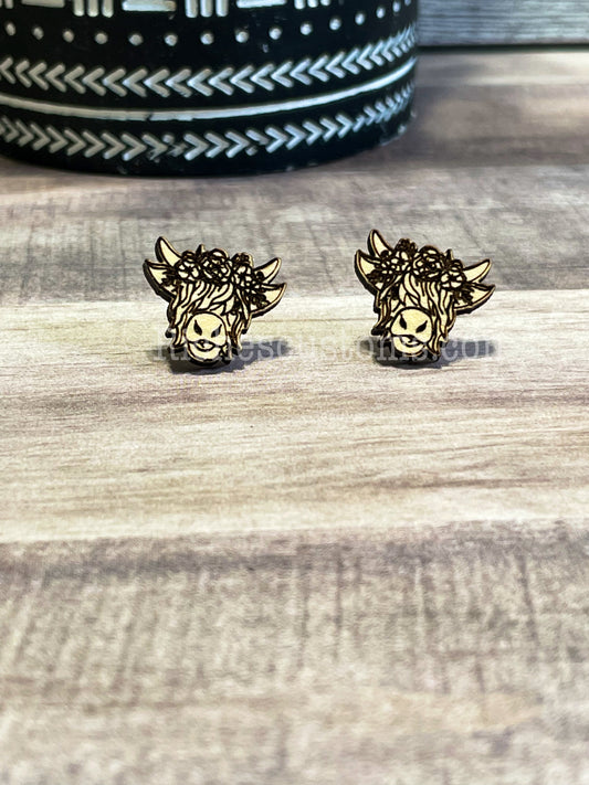 Floral Cow Studs